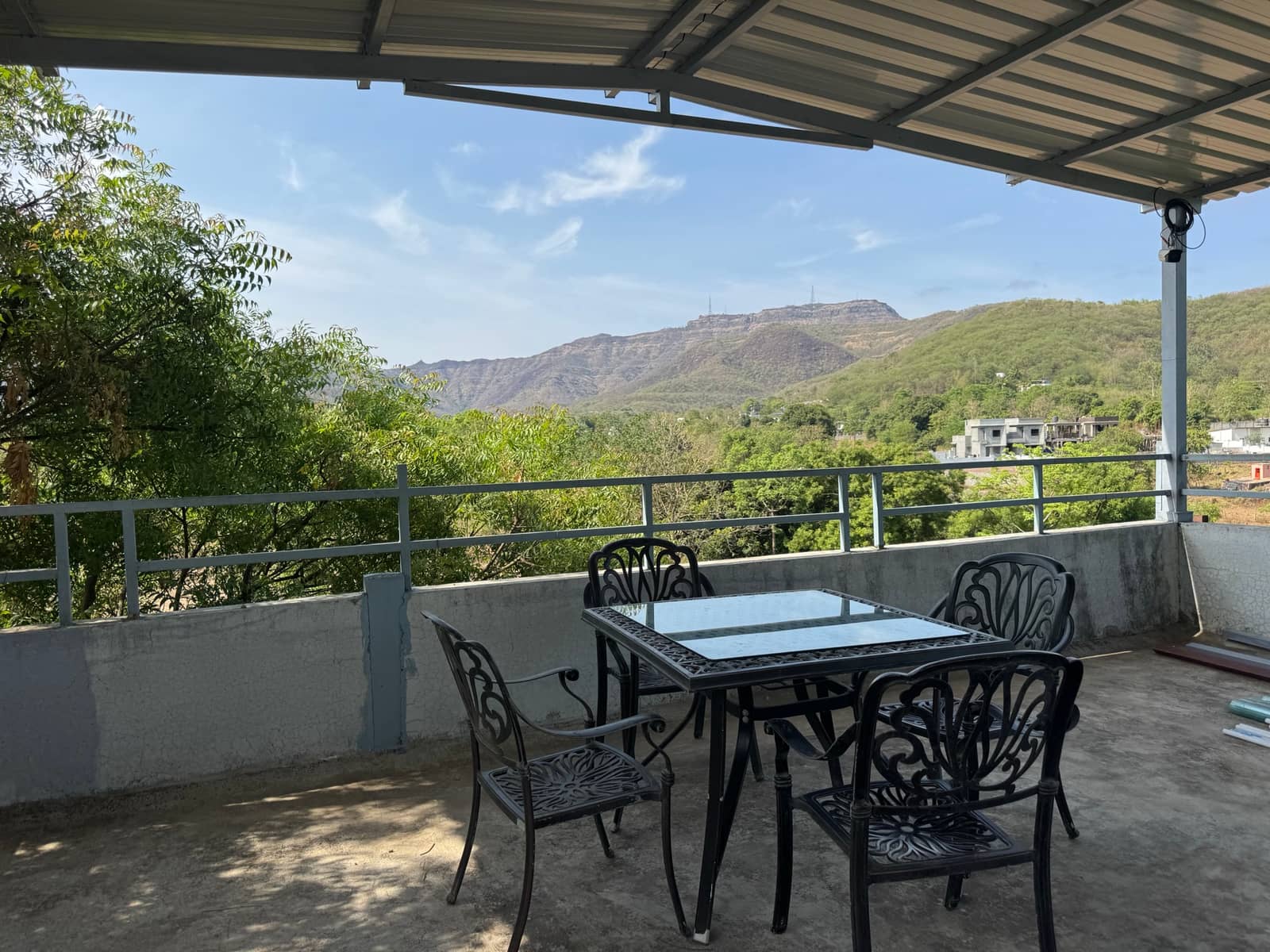Sinhgad Fort view from Srushti Farm House terrace near Pune